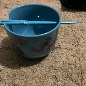 Disney Stitch Blue Noodle Bowl with Chopsticks